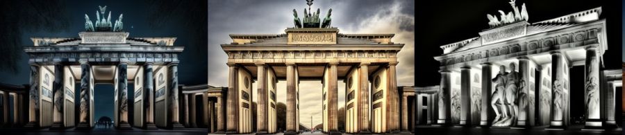 Brandenburger Tor Berlin Deutschland: Eines der bekanntesten Wahrzeichen Deutschlands und Symbol f&uuml;r die deutsche Geschichte und die Wiedervereinigung Deutschlands. (c) 2023 Midjourney AI, Lizenz: CC BY-NC 4.0