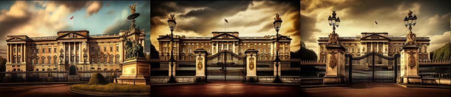 Buckingham Palace London England: Der Amtssitz des britischen Monarchen und eines der bekanntesten Wahrzeichen Londons und des Vereinigten K&ouml;nigreichs.