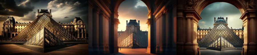 Louvre Museum Paris Frankreich: Das gr&ouml;&szlig;te und bekannteste Kunstmuseum der Welt mit einer unglaublichen Sammlung von Kunstwerken aus der ganzen Welt. (c) 2023 Midjourney AI, Lizenz: CC BY-NC 4.0