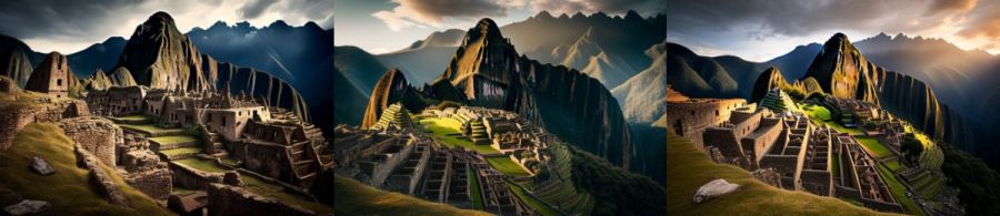 Machu Picchu Peru: Eine antike Inka-Stadt, die auf einem Berg in den Anden gelegen ist und eines der bekanntesten arch&auml;ologischen St&auml;tten S&uuml;damerikas ist. (c) 2023 Midjourney AI, Lizenz: CC BY-NC 4.0