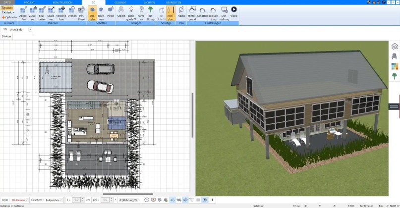 3D-&Uuml;bersicht des gesamten Bauprojekts im Plan7Architekt