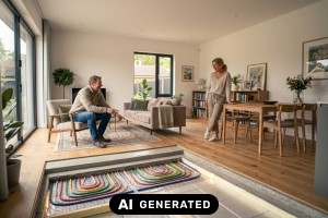 Fußbodenheizung ist ein modernes Heizsystem, bei dem Wärme durch ein Netz von Rohren oder elektrischen Leitern verteilt wird, die unter dem Fußboden verlegt sind. Fußbodenheizung ist ein modernes Heizsystem, bei dem Wärme durch ein Netz von Rohren oder elektrischen Leitern verteilt wird, die unter dem Fußboden verlegt sind.