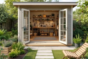 Eine Gartenlaube ist ein kleiner, oft freistehender, &uuml;berdachter Bau in einem Garten oder einer Gr&uuml;nanlage, der als R&uuml;ckzugsort oder zur Erholung dient.