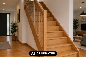Eine Holztreppe ist eine Treppe, bei der die Stufen und oft auch die Gel&auml;nder aus Holz gefertigt sind.