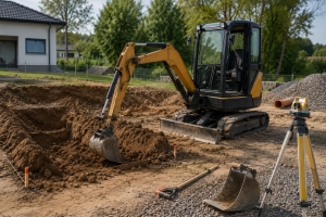 Erdarbeiten in Eigenleistung. Wann sich der Einsatz kompakter Baumaschinen im privaten Hausbau rechnet - Bild: BauKI / BAU.DE