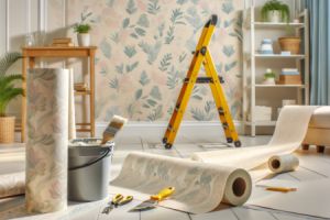 Eine Stoff-Vlies-Tapete, auch Textil-Vliestapete genannt, besteht aus einem Tr&auml;germaterial aus Vlies, das mit Stofffasern wie Velours, Baumwolle, Jute, Leinen, Filz oder Seide beschichtet ist.