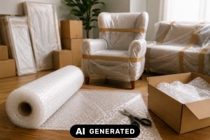 Umzug und Renovierung: Möbel und Fliesen transportsicher verpacken - Bild: KI-generiert / BAU.DE Umzug und Renovierung: Möbel und Fliesen transportsicher verpacken - Bild: KI-generiert / BAU.DE