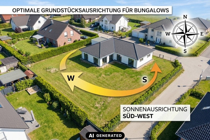 Bungalow planen: Himmelsausrichtung entscheidet &uuml;ber Sonneneinstrahlung im Bungalow