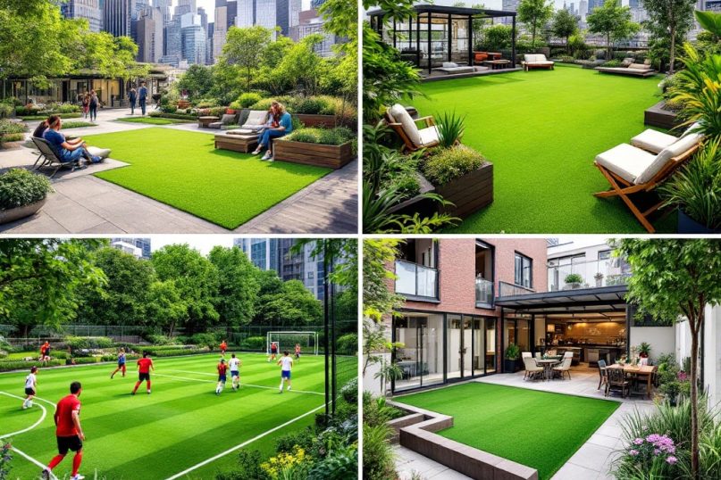 Kunstrasen schafft eine gr&uuml;ne Oase mit der Unabh&auml;ngigkeit von Witterungseinfl&uuml;ssen