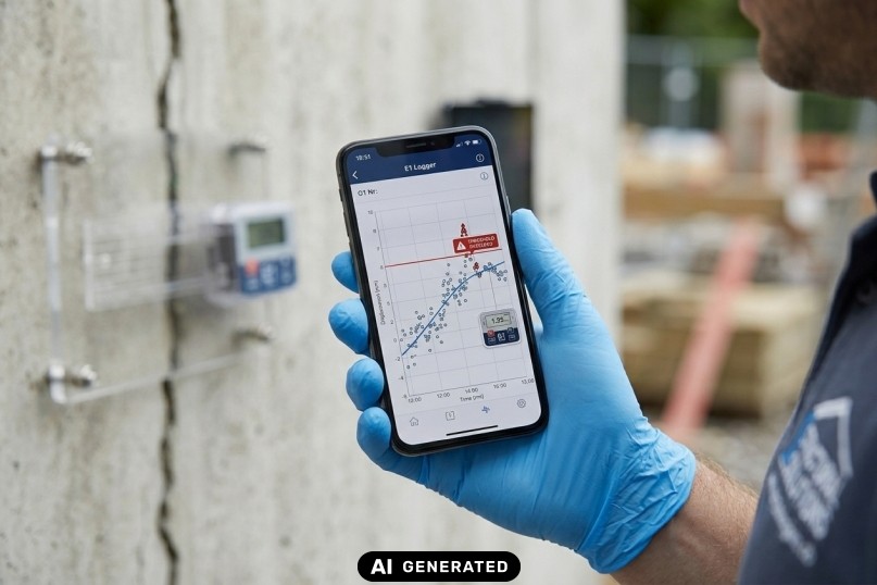 Grafische Berichte in der App: Rissentwicklung auf einen Blick