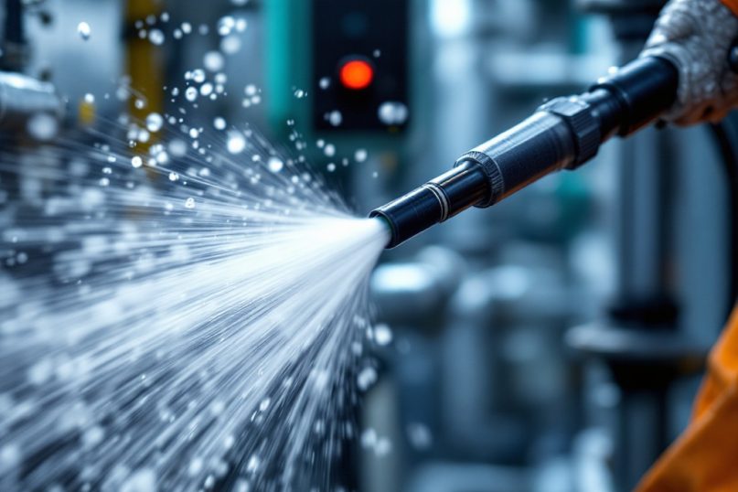 Professionelle Rohrreinigung mit Hochdrucktechnik: Moderne Ger&auml;te entfernen effektiv Ablagerungen und Verstopfungen aus dem Rohrsystem