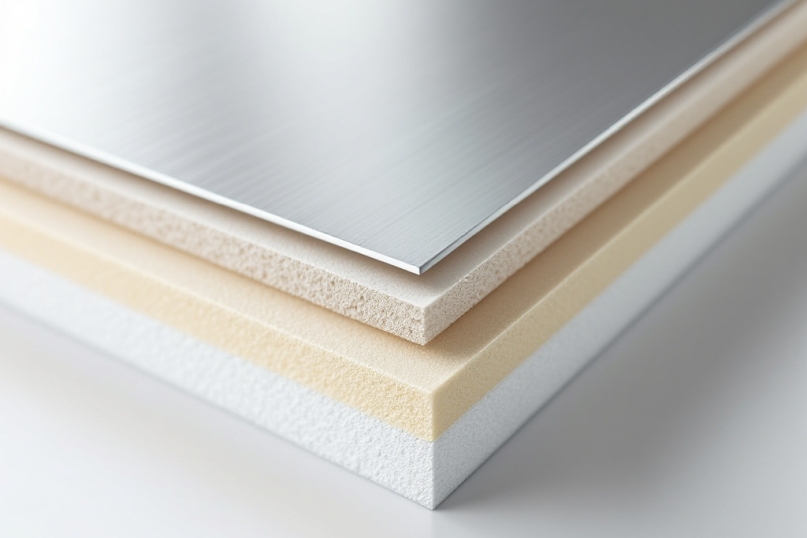 Eine Alu-Verbundplatte ist ein Material, das aus mehreren Schichten besteht, typischerweise zwei Deckschichten aus Aluminium und einem Kern aus Kunststoff oder einem anderen leichten Material.