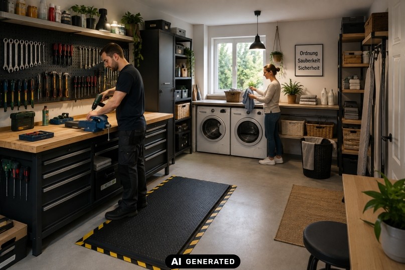 Ergonomische Bodenbel&auml;ge f&uuml;r Werkstatt und Hauswirtschaftsraum: Praxiswissen f&uuml;r ergonomische Bodenl&ouml;sungen